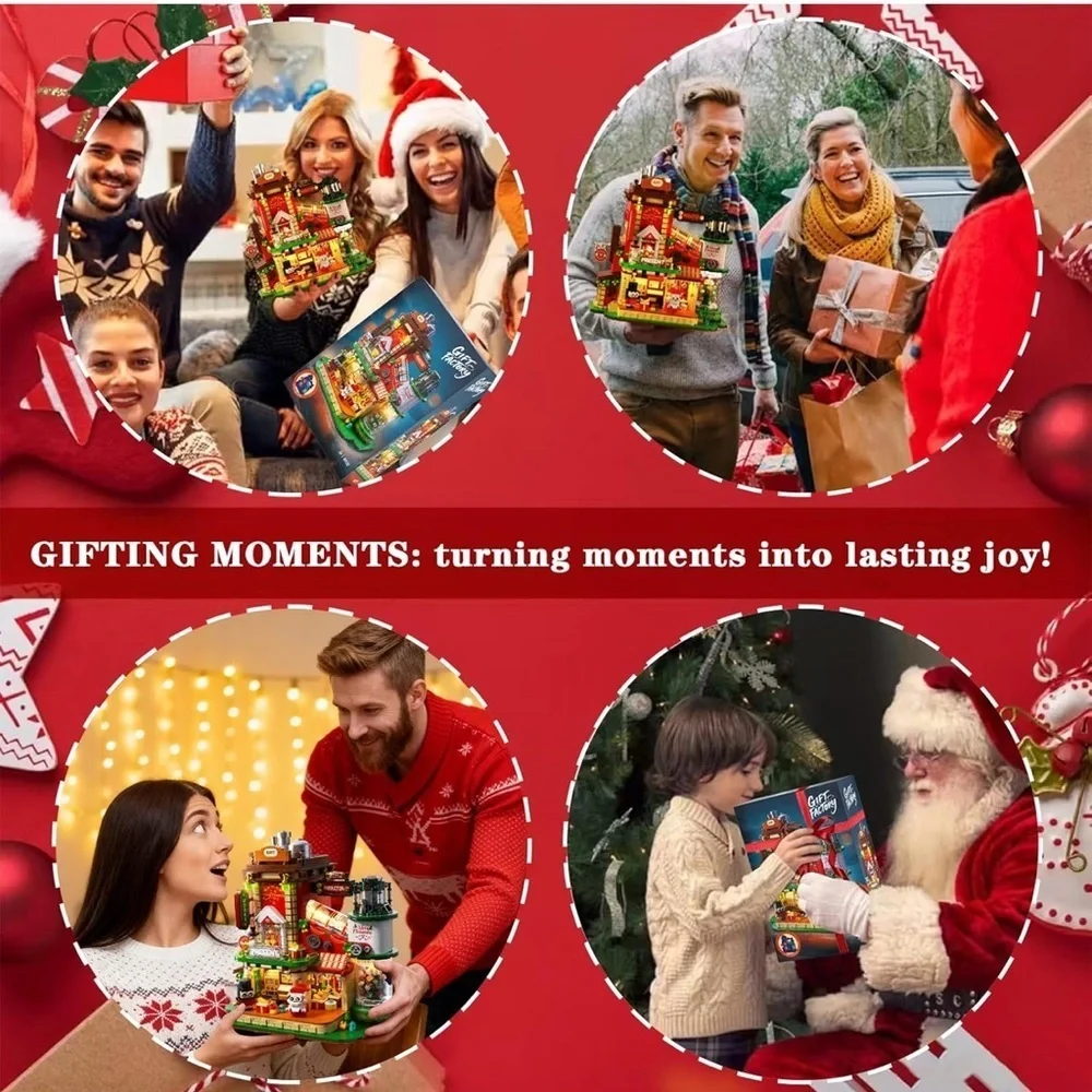 Christmas Gift Factory Building Blocks Set 2775 pcs Light-Up DIY Holiday Village - Picture 14 of 15
